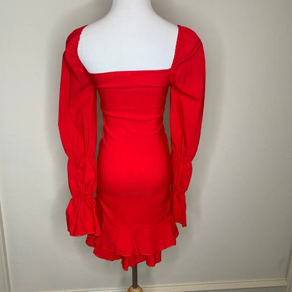 Pretty Little Things Ruched Front Bodycon Dress Sz 2 Red - Picture 11 of 13